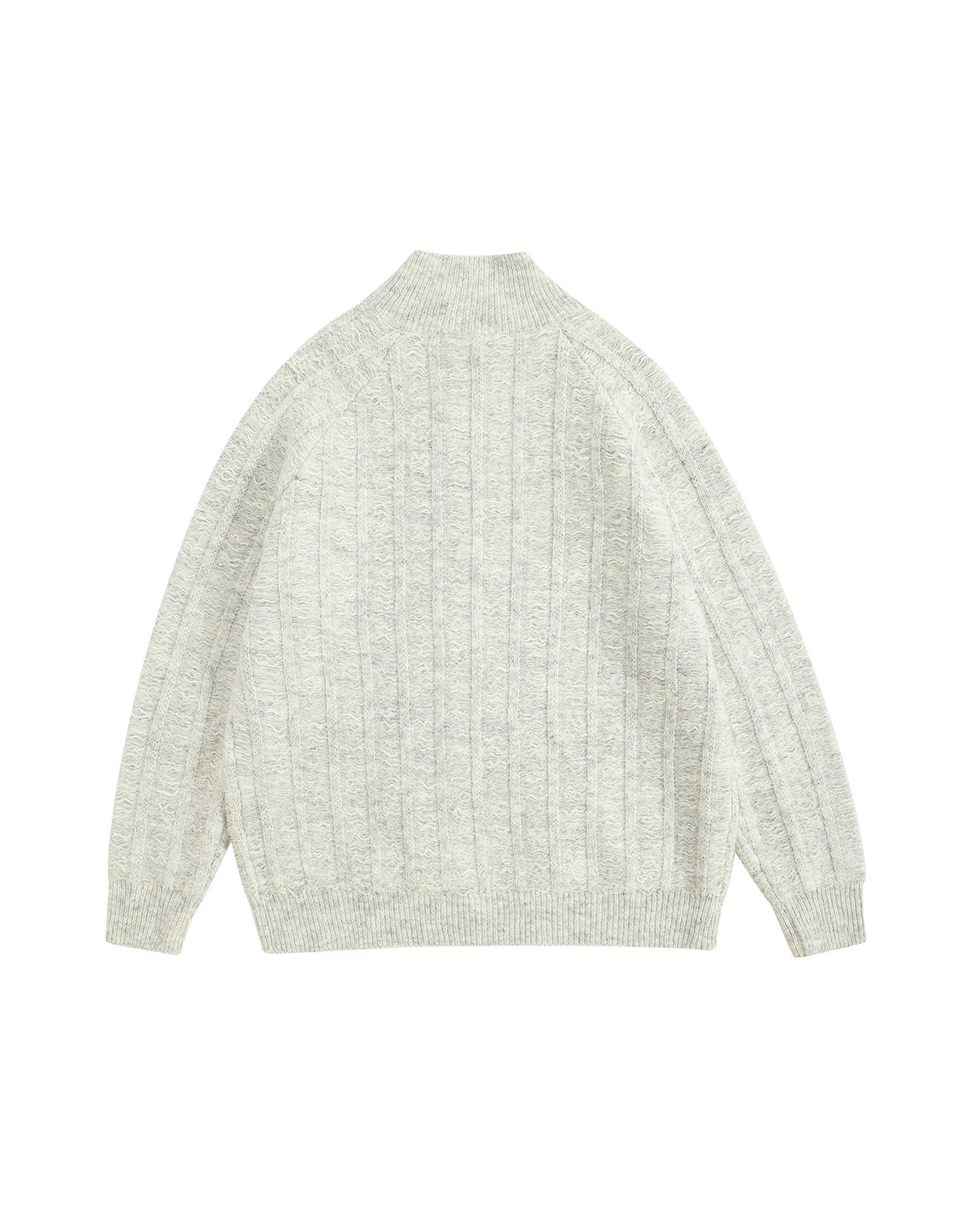 BAKYARDER Vintage Loose-Fit Stand Collar Knit Zip-Up Cardigan Sweater