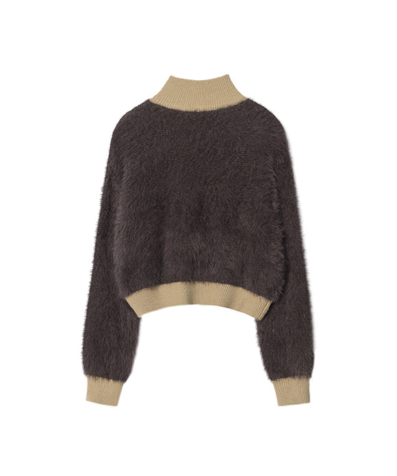 BAKYARDER Butterfly Contrast Zipper Cropped Women's Sweater-