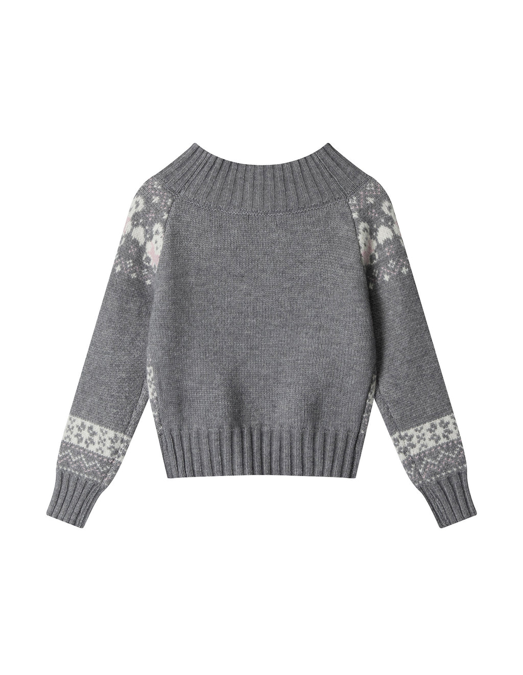 BAKYARDER Women's Vintage Bear Jacquard Off-Shoulder Sweater