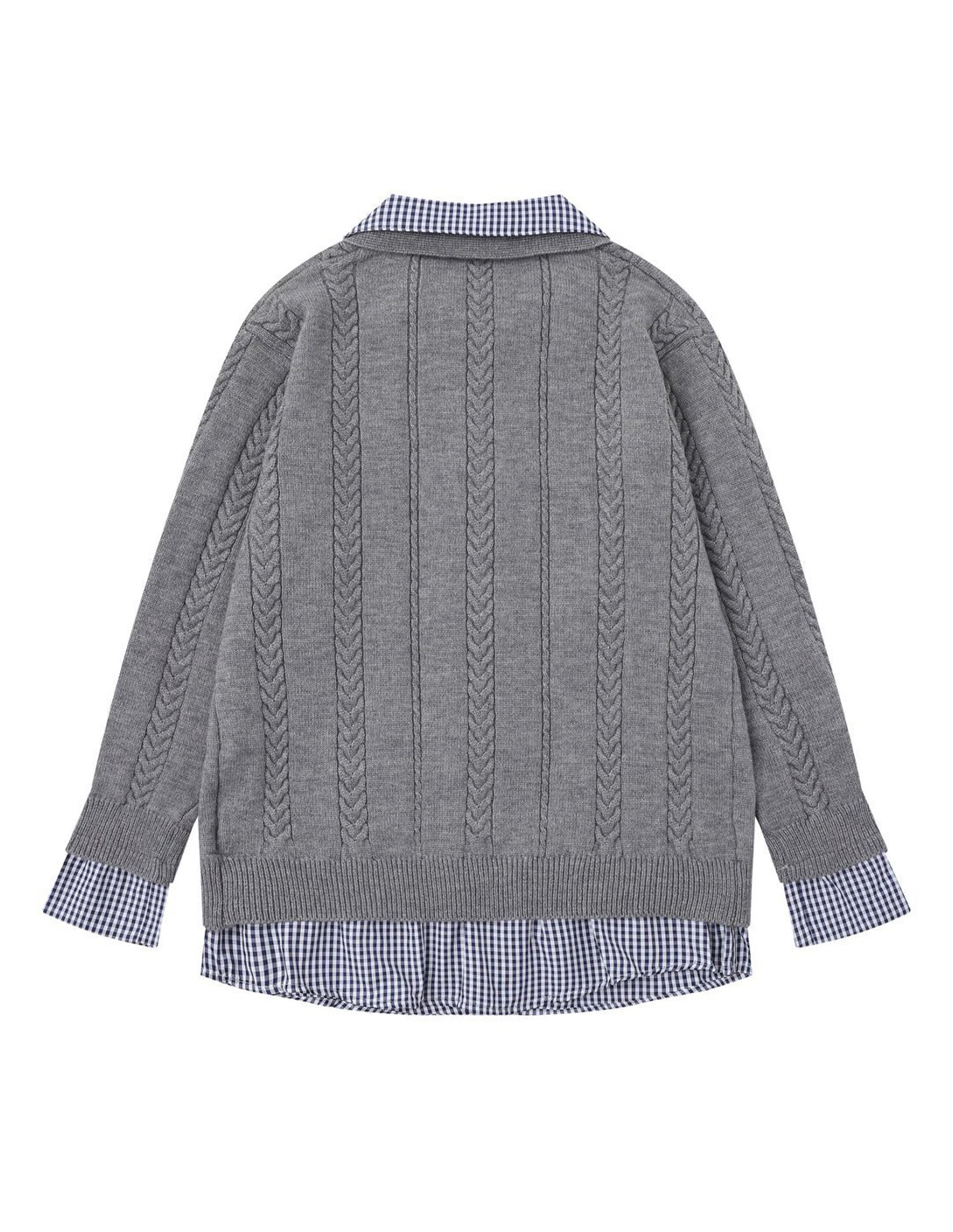 BAKYARDER Vintage Two-in-One Cable-Knit Cardigan Sweater