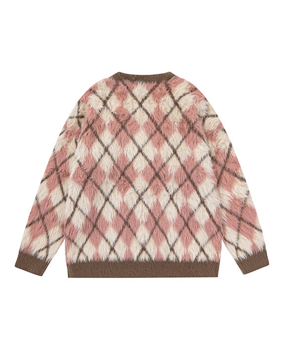 BAKYARDER Vintage Color-Block Cozy Cardigan Sweater