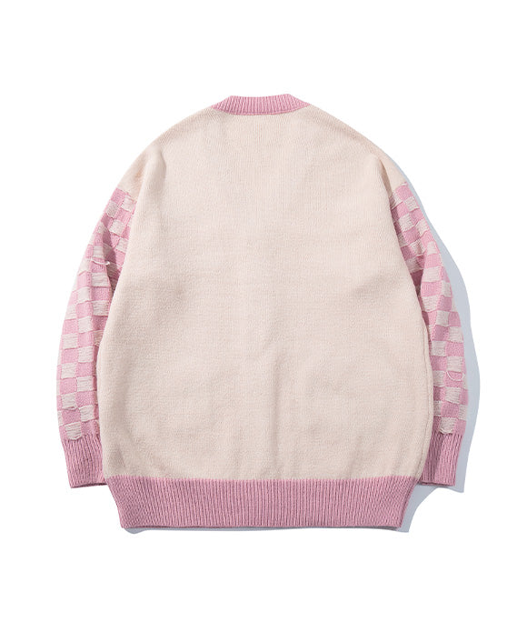 BAKYARDER Vintage Plaid Monster Cardigan Sweater