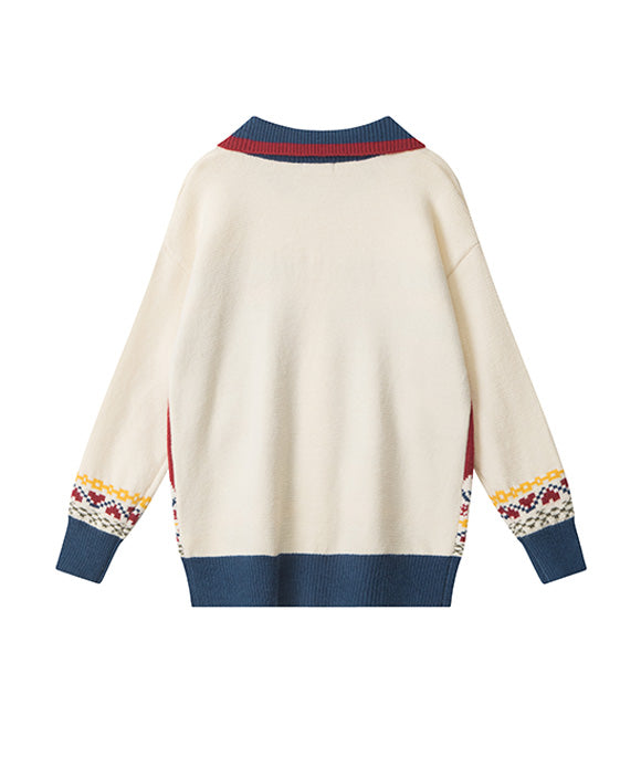 BAKYARDER  Vintage Jacquard Lazy Cardigan Sweater