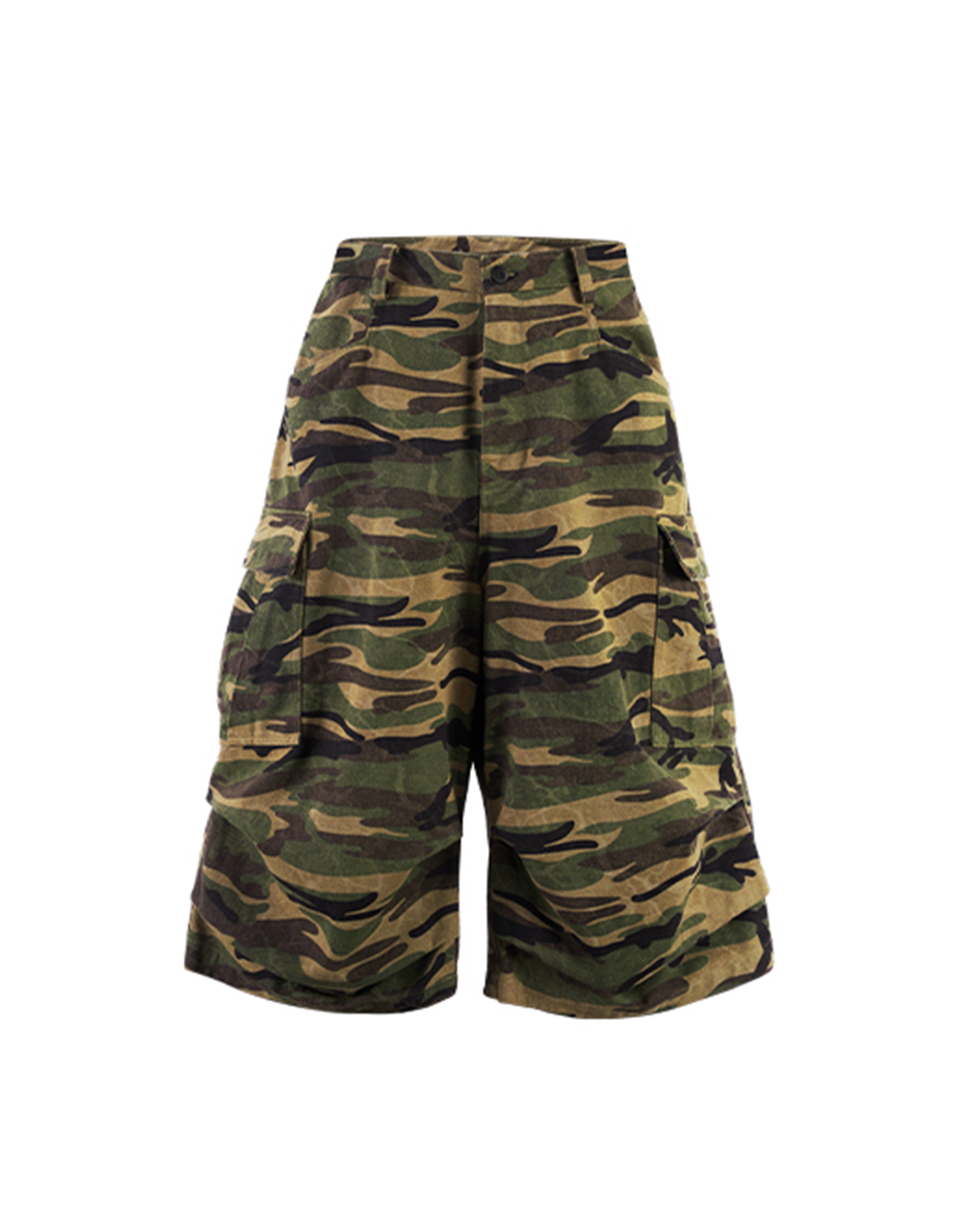 BAKYARDER Camouflage Multi-Pocket Pleated Cargo Capris