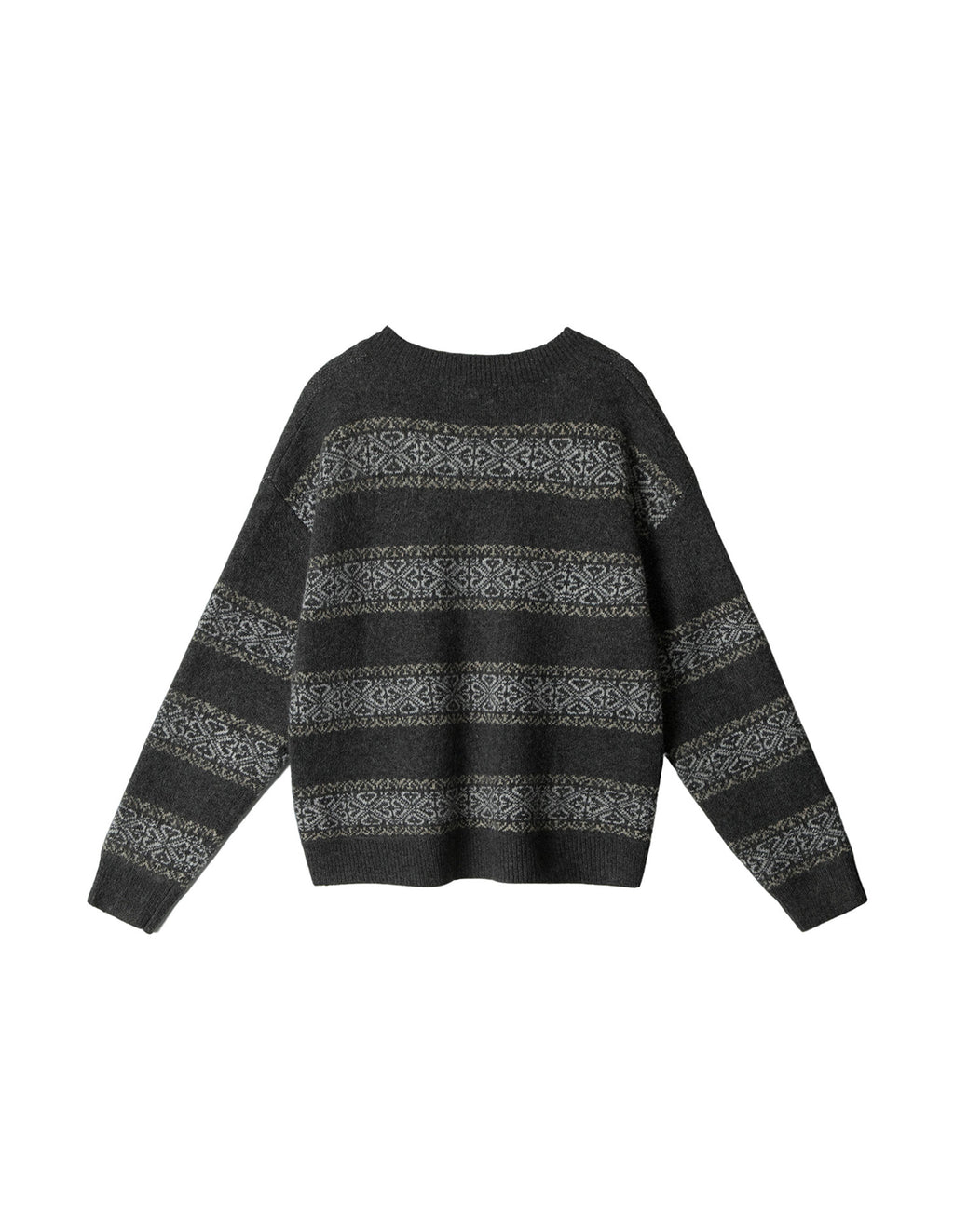 BAKYARDER Vintage V-Neck Jacquard Pullover Sweater