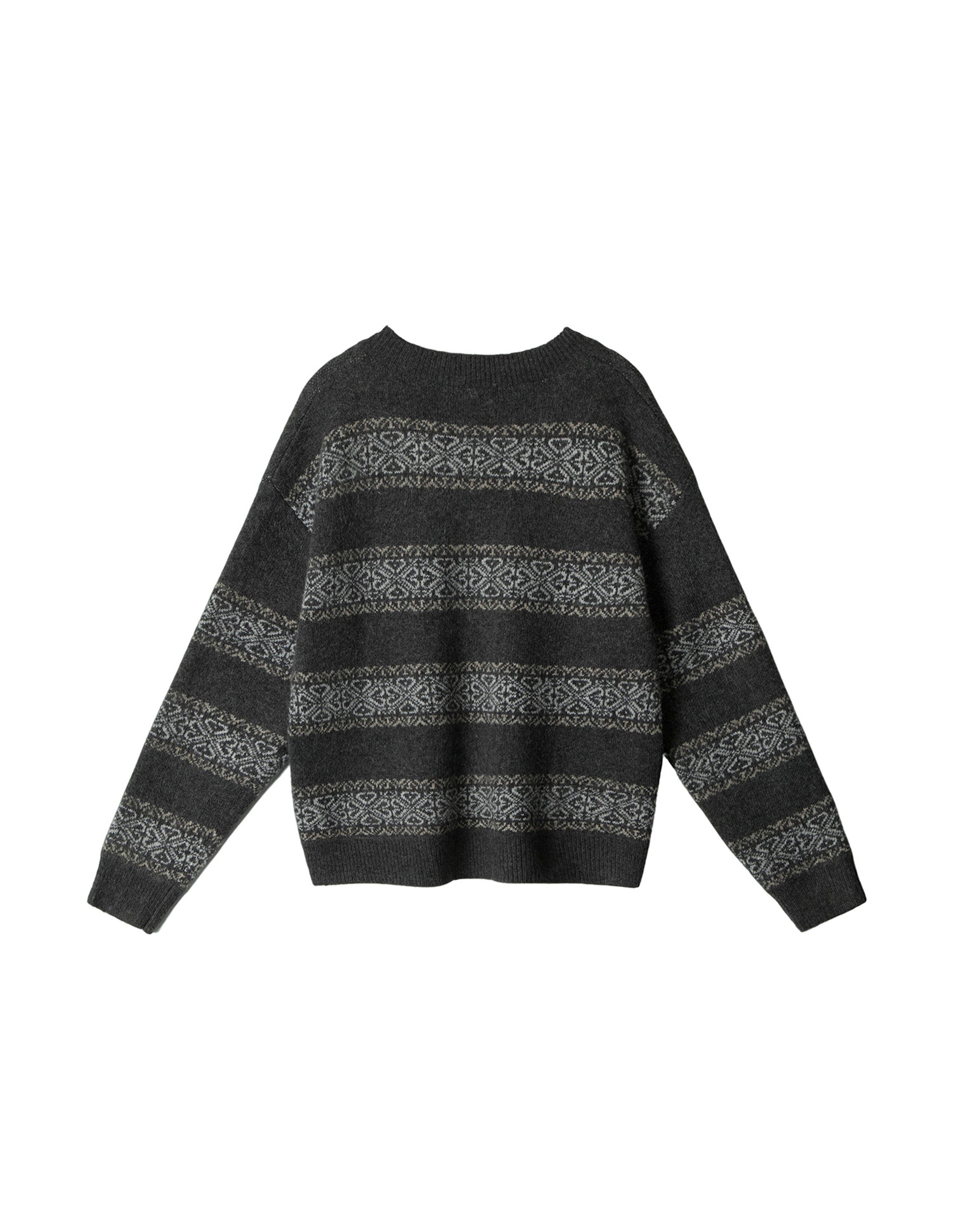 BAKYARDER Vintage V-Neck Jacquard Pullover Sweater