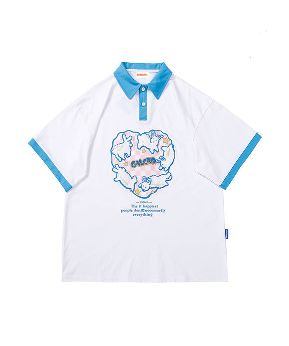 BAKYARDER Childlike Rabbit Short Sleeve T-shirt