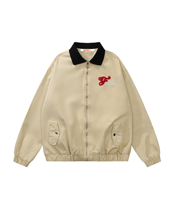 BAKYARDER Vintage Letter Embroidery Casual Jacket
