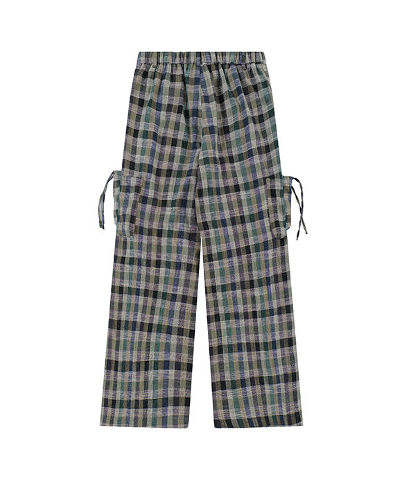 BAKYARDER Vintage Plaid Wide-Leg Cargo Pants