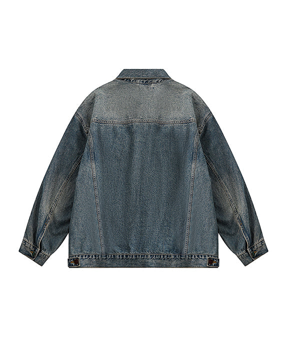 BAKYARDER Vintage Washed Distressed Denim Jacket