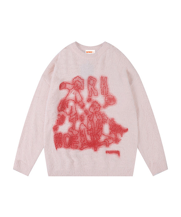 BAKYARDER Vintage Loose Cartoon Character Sweater