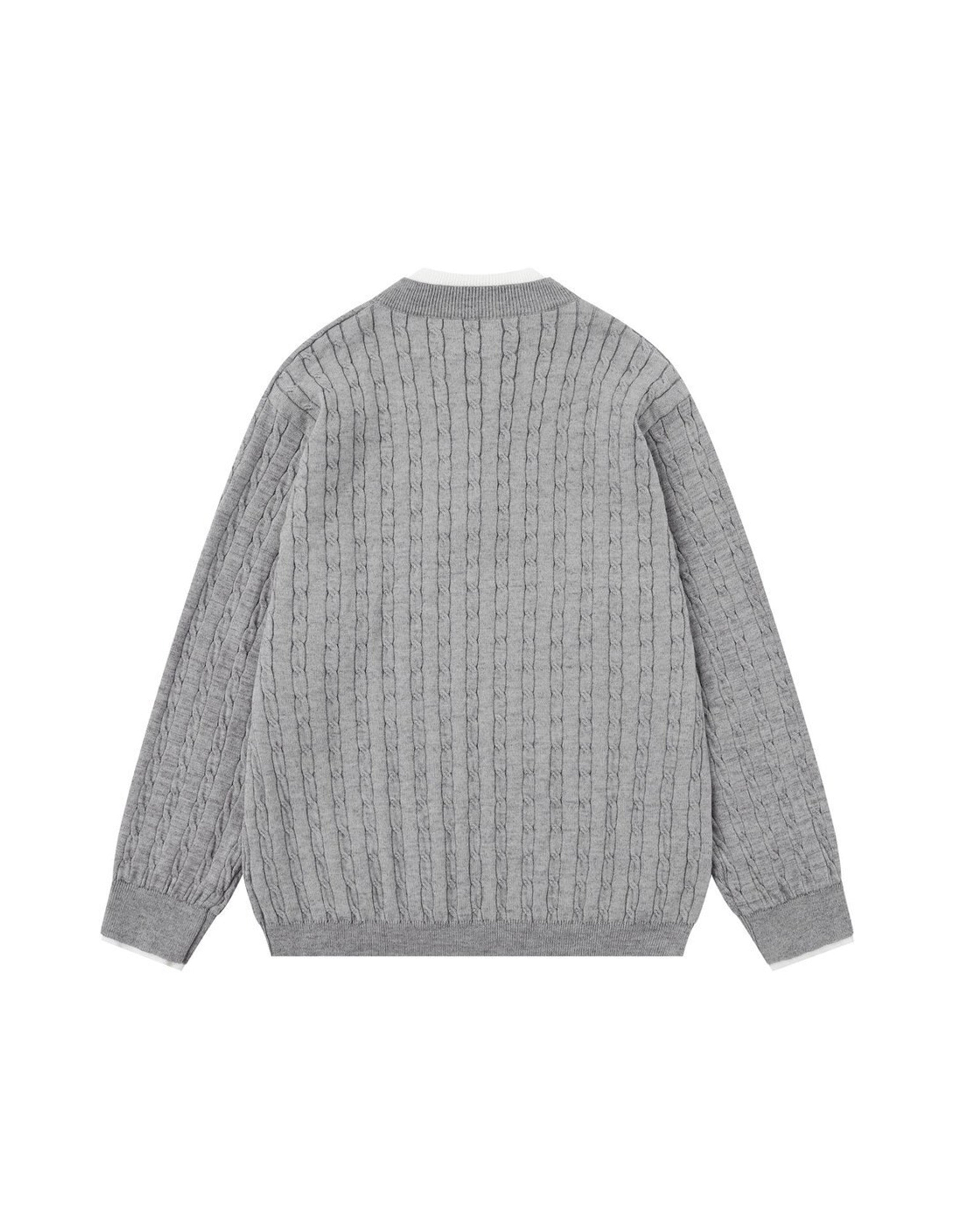 BAKYARDER Cable Knit Henley Faux Two-Piece Sweater
