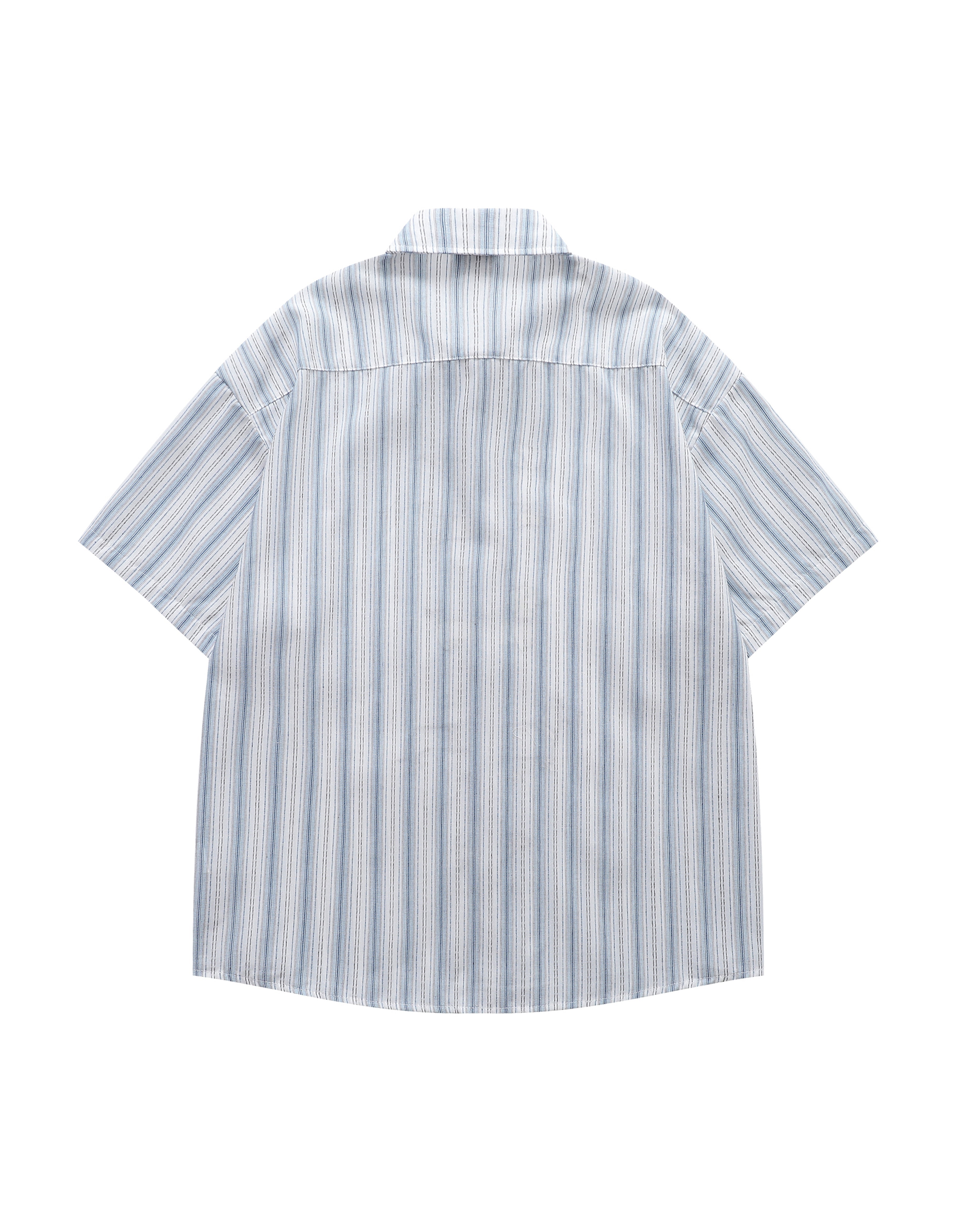 BAKYARDER Cartoon Puppy Embroidered Striped Shirt