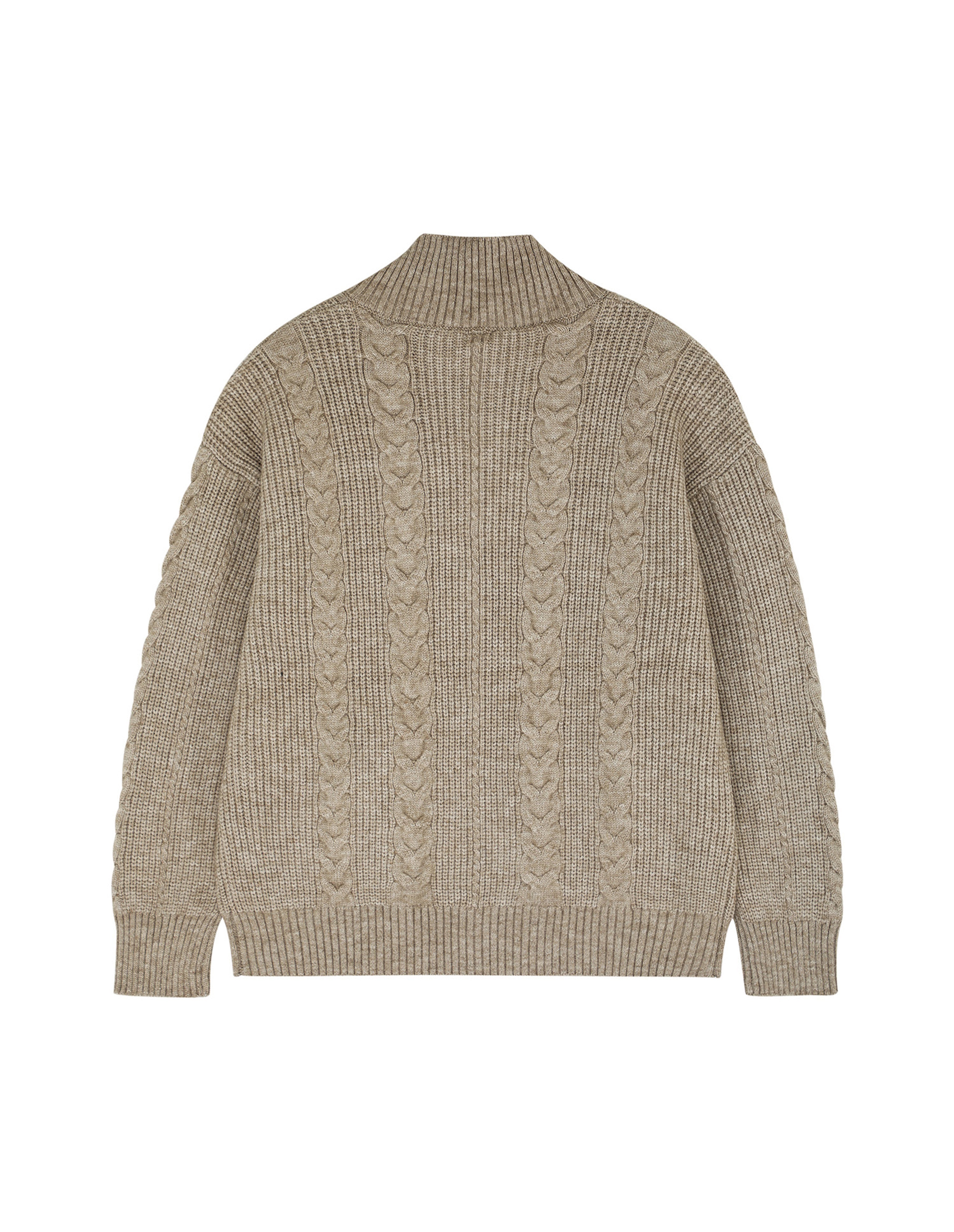 BAKYARDER Cable Knit Zip-Up Cardigan Sweater