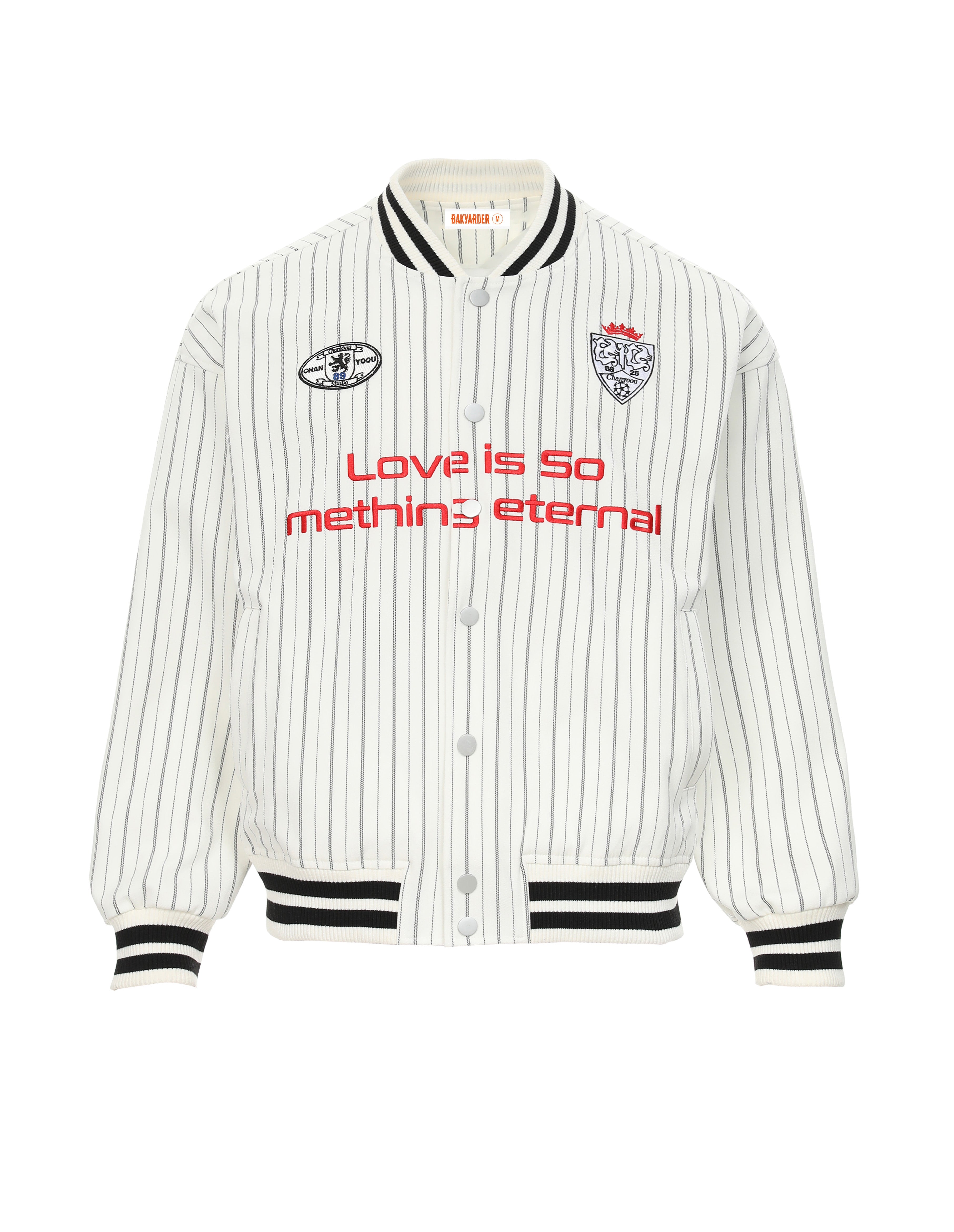 BAKYARDER Vintage Striped Baseball Jacket