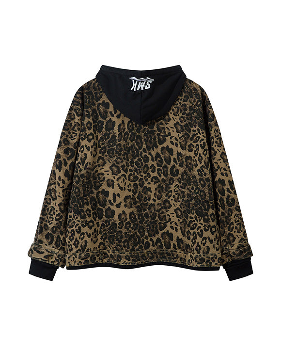 BAKYARDER Vintage Leopard Print Hooded Jacket