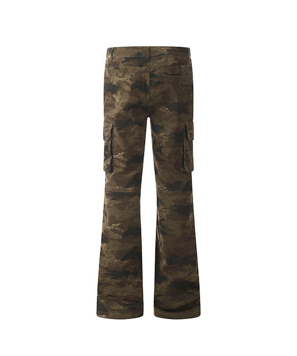 BAKYARDER Women's Vintage Flared Camo Cargo Pants