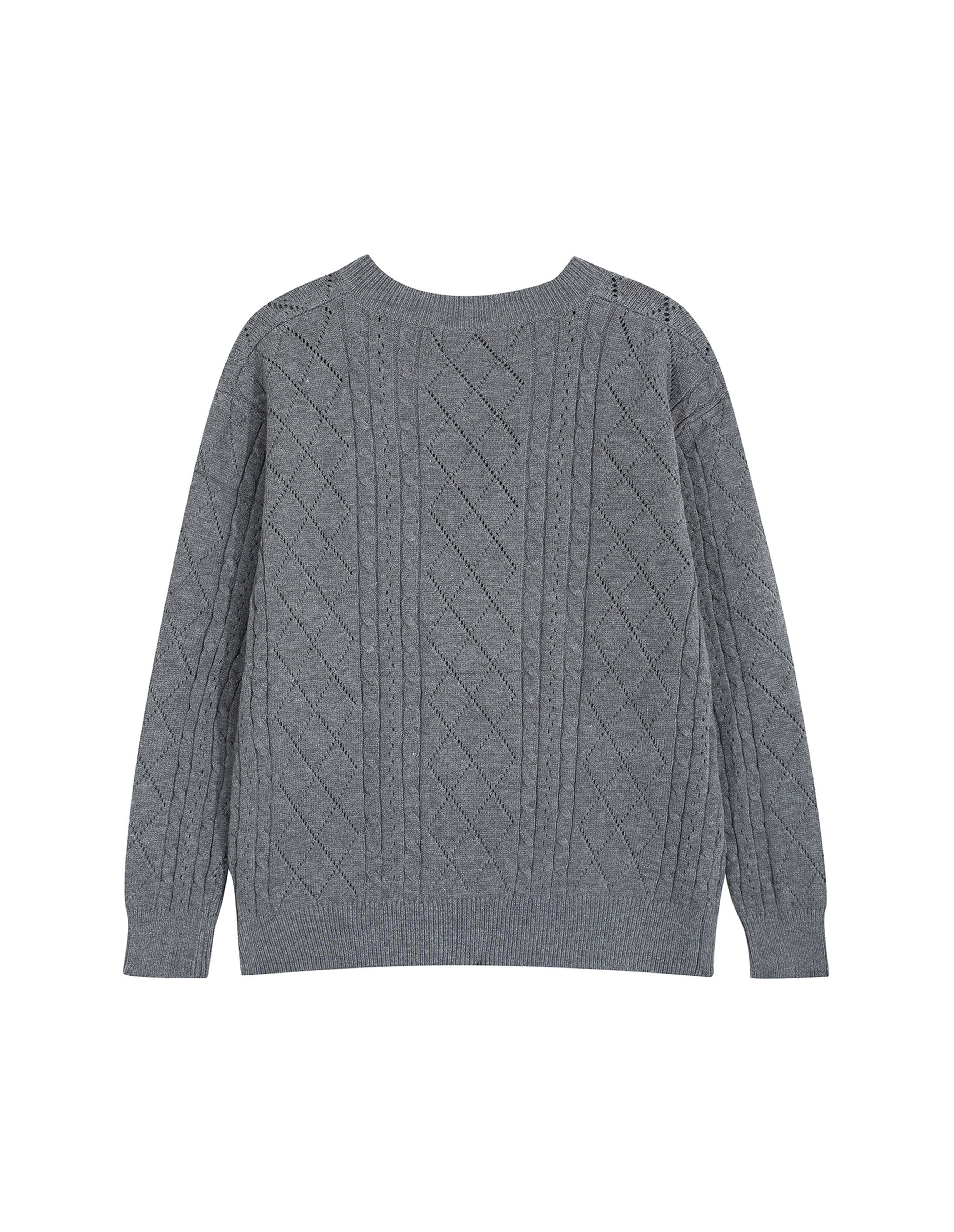 BAKYARDER Vintage V-Neck Cable Knit Pullover Sweater