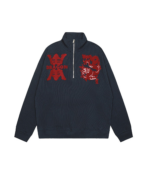 BAKYARDER Vintage Half-Zip Embroidered Sweater