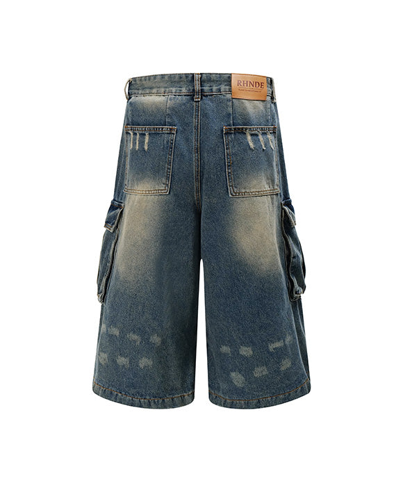 BAKYARDER Vintage Pleated Cargo Cropped Pants