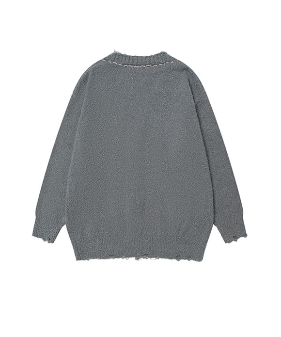 BAKYARDER Vintage Diamond Pattern Cardigan Sweater