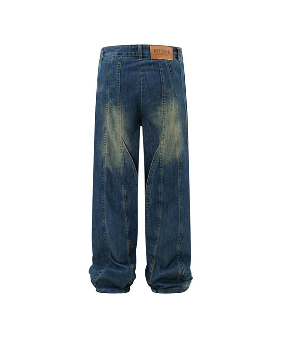 BAKYARDER Vintage Washed Patchwork Denim Pants
