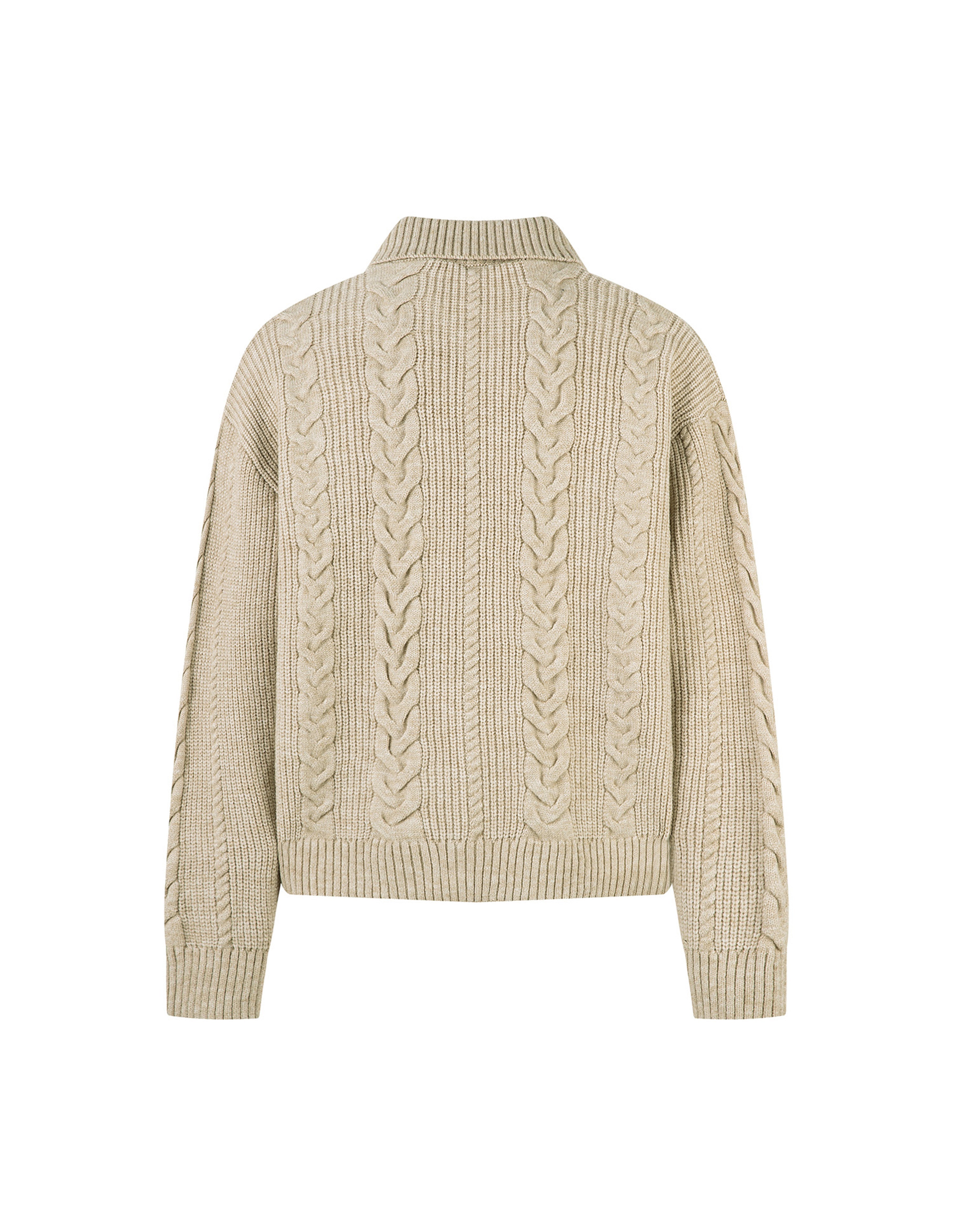 BAKYARDER Wheat Ear Cable Knit Zip-Up Cardigan Sweater