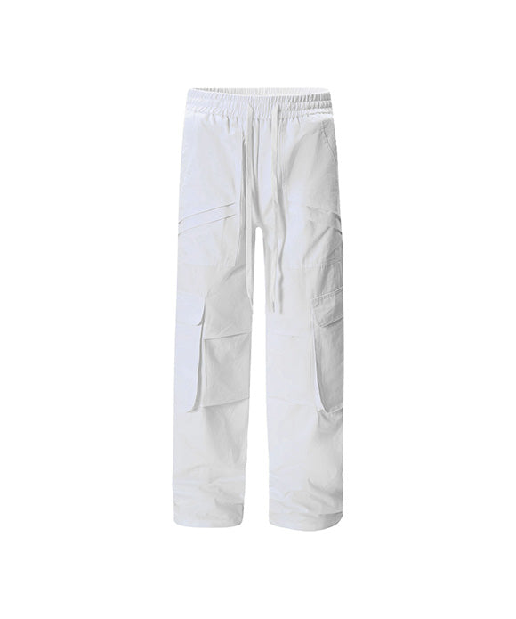 BAKYARDER Wrinkled Wide-Leg Multi-Pocket Cargo Pants