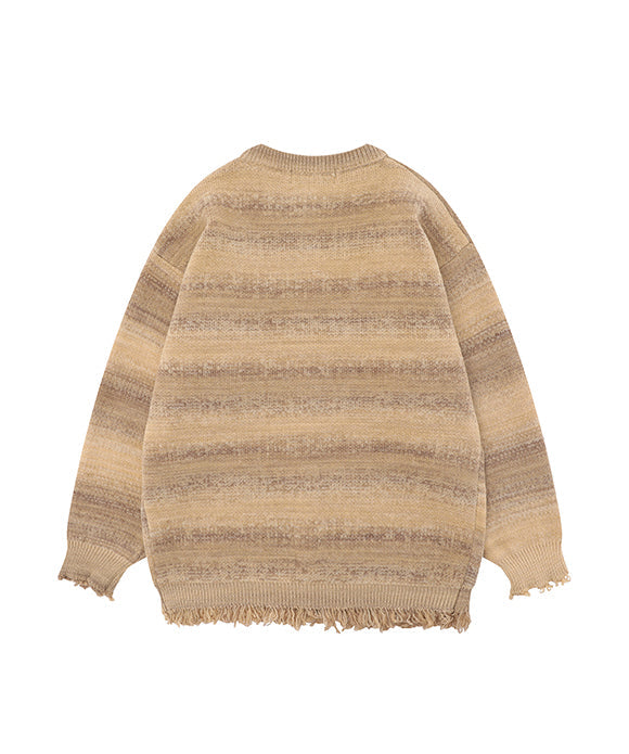 BAKYARDER Vintage Tie-Dye Gradient Fringed Cardigan