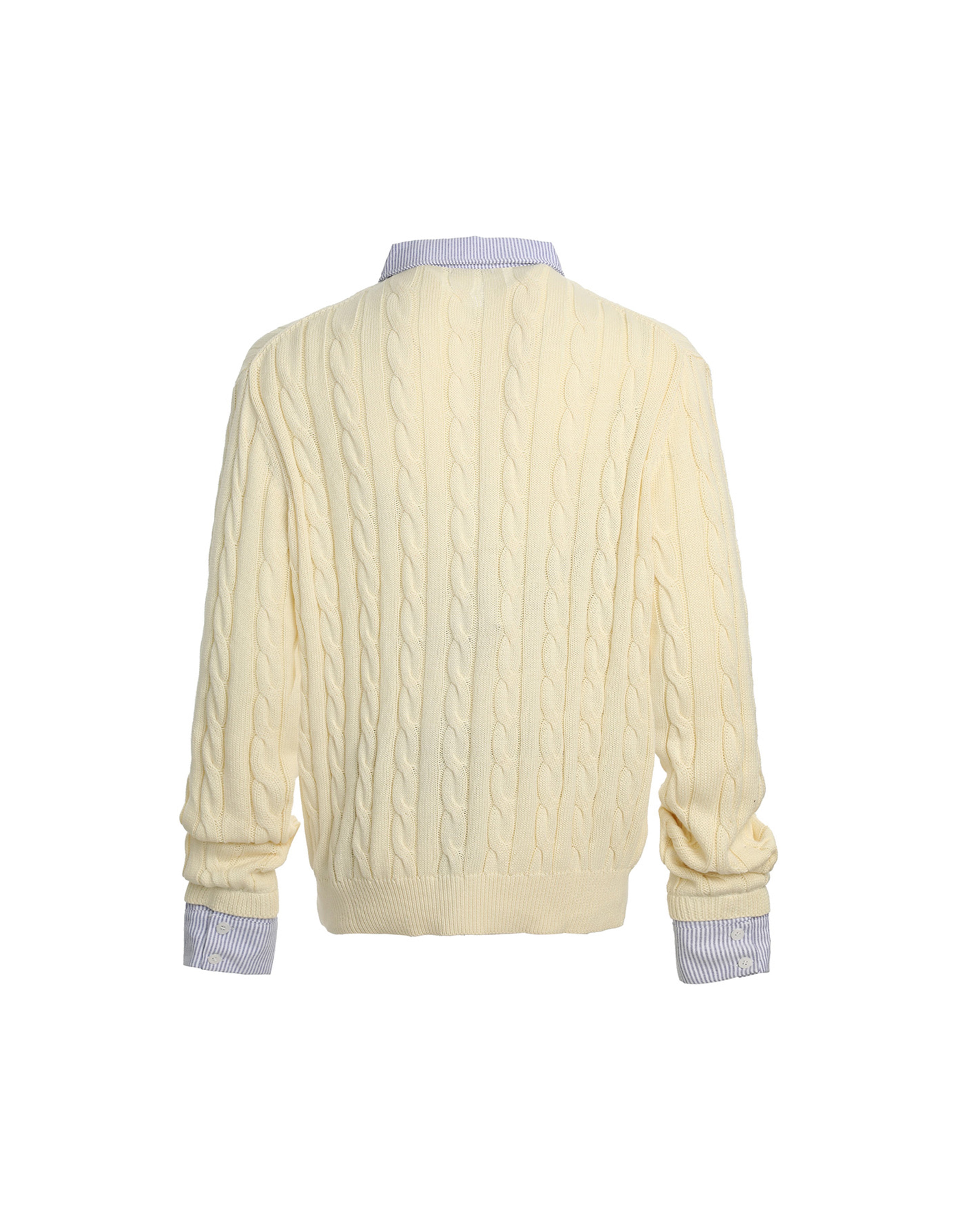 BAKYARDER Cable Knit Layered-Look Pullover Sweater