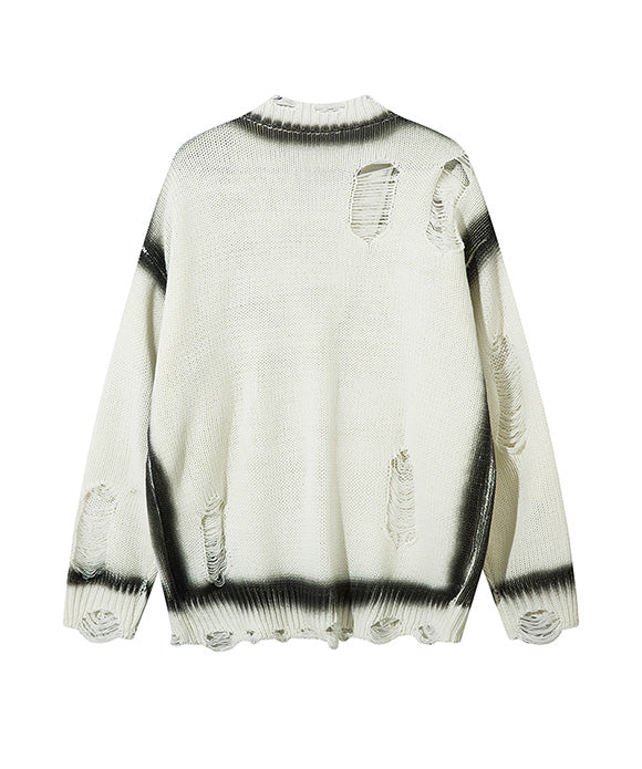 BAKYARDER Vintage Tie-Dye Distressed Cardigan Sweater