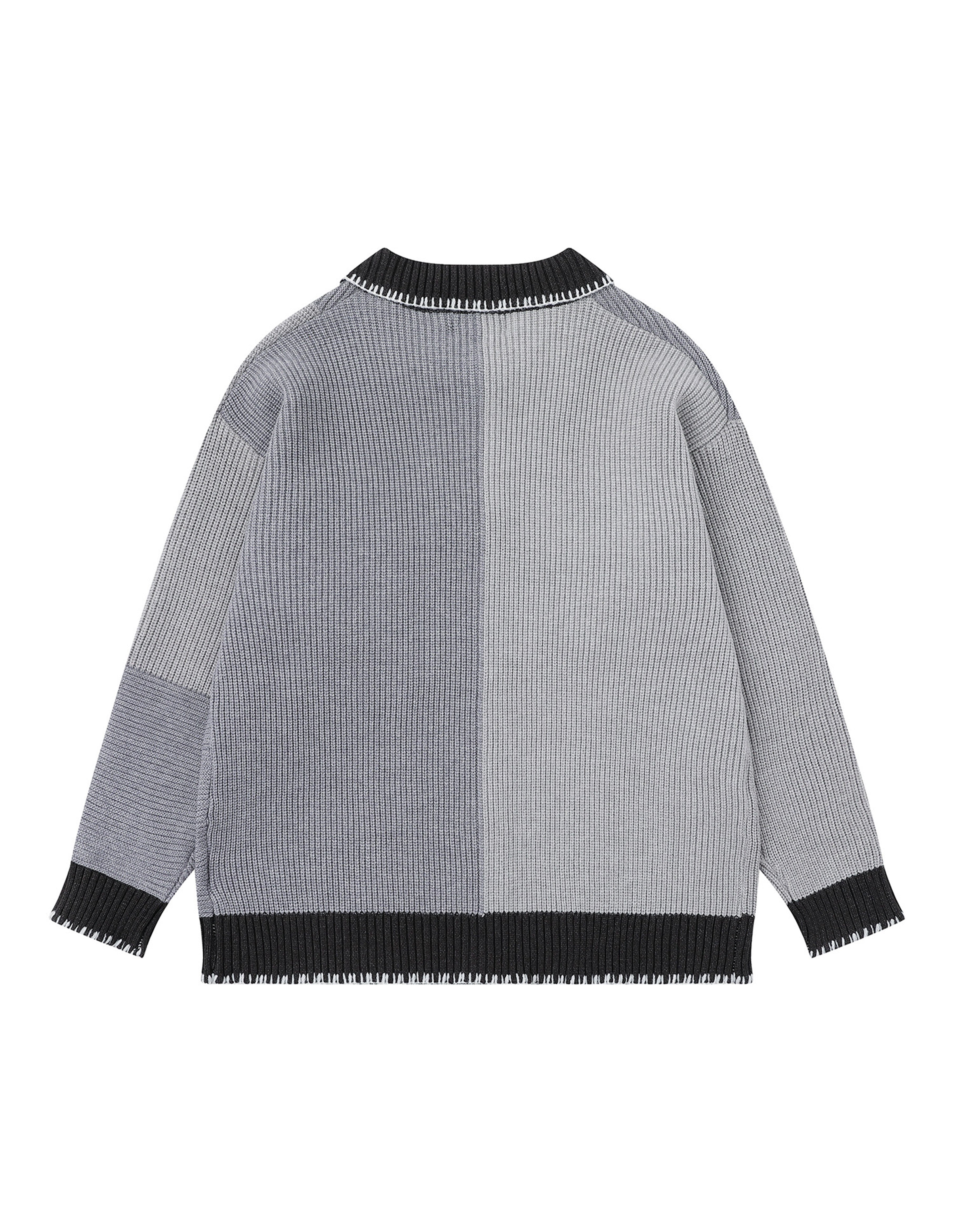 BAKYARDER Vintage Patchwork Contrast-Color Cardigan Sweater