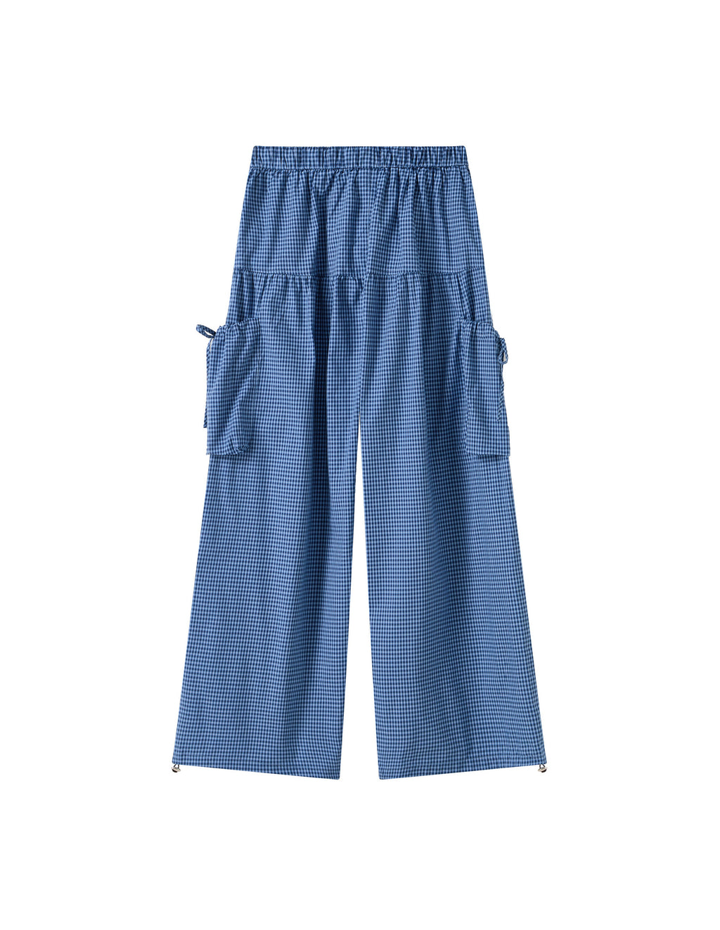 BAKYARDER Blue Plaid Large-Pocket Cargo Casual Pants