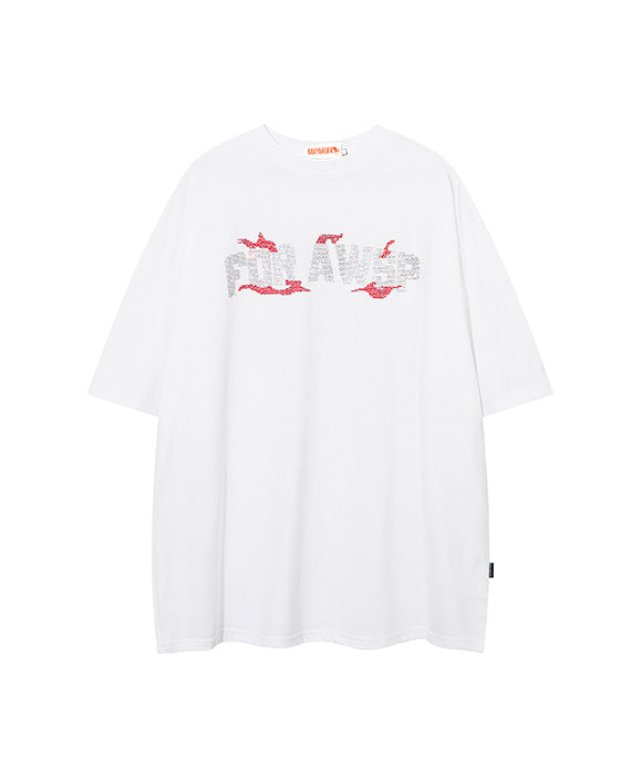 BAKYARDER  Rhinestone Flame Dice Short-Sleeve T-Shirt