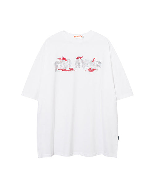 BAKYARDER  Rhinestone Flame Dice Short-Sleeve T-Shirt