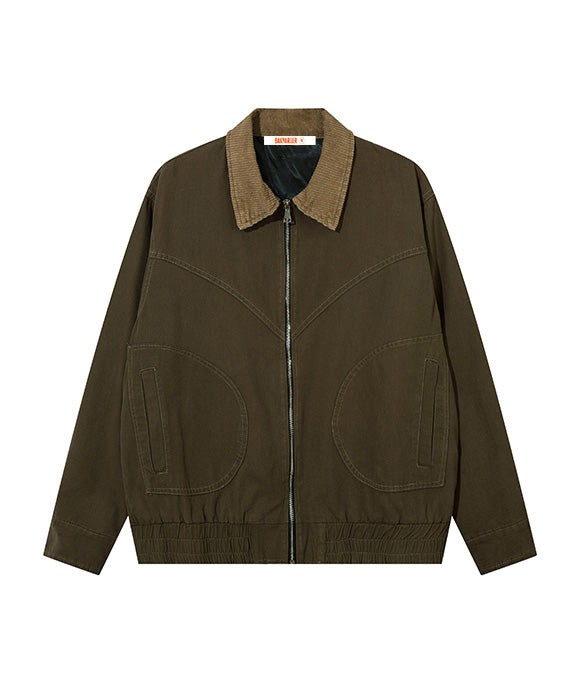 BAKYARDER Vintage Turn-Down Collar Cargo Jacket