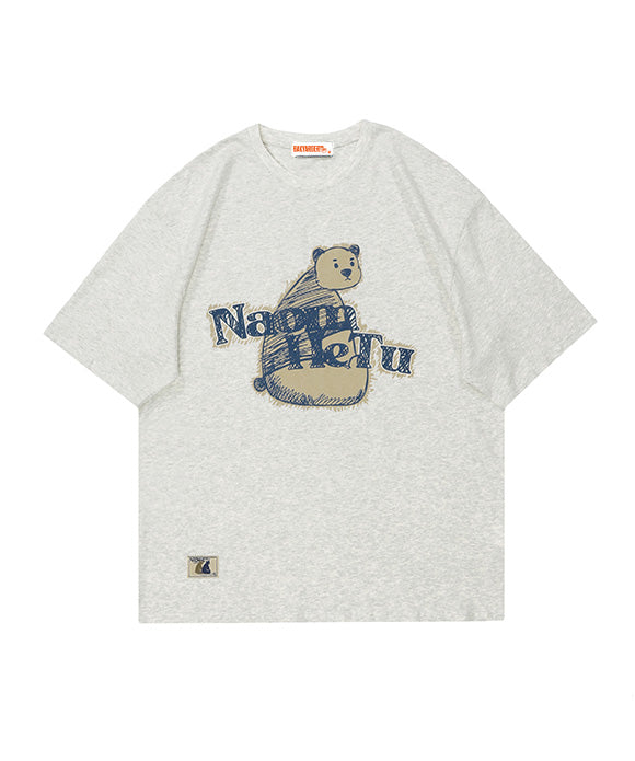 BAKYARDER Bear Print Short Sleeve T-shirt