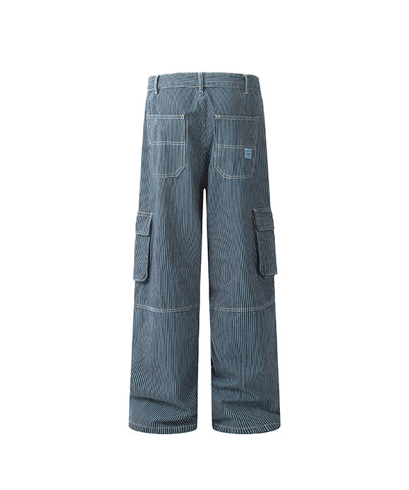 BAKYARDER Vintage Striped Workwear Denim Pants