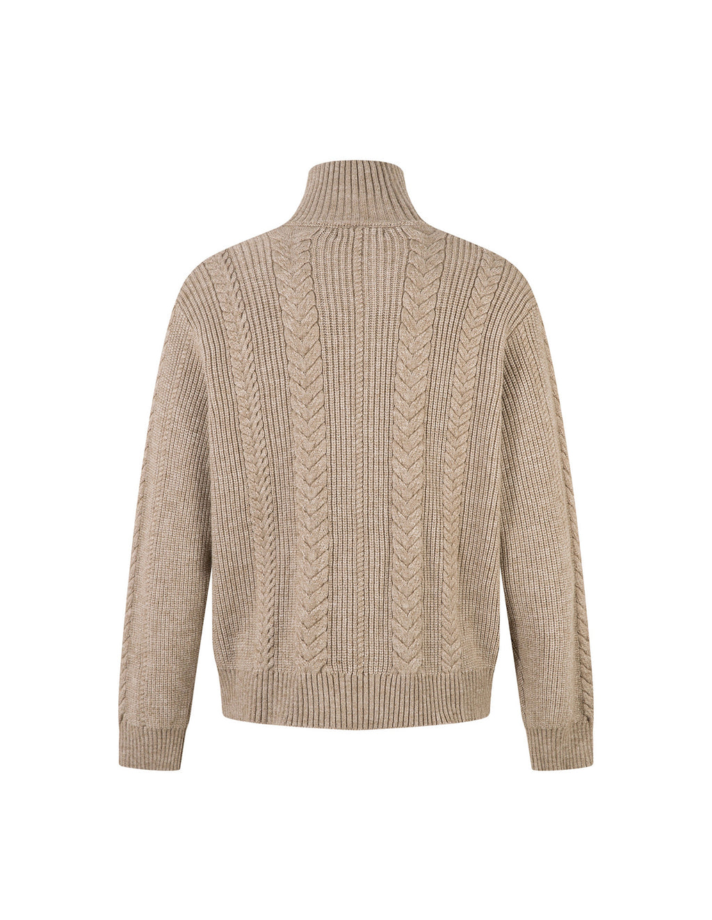 BAKYARDER Wheat Ear Cable Knit Stand Collar Cardigan Sweater