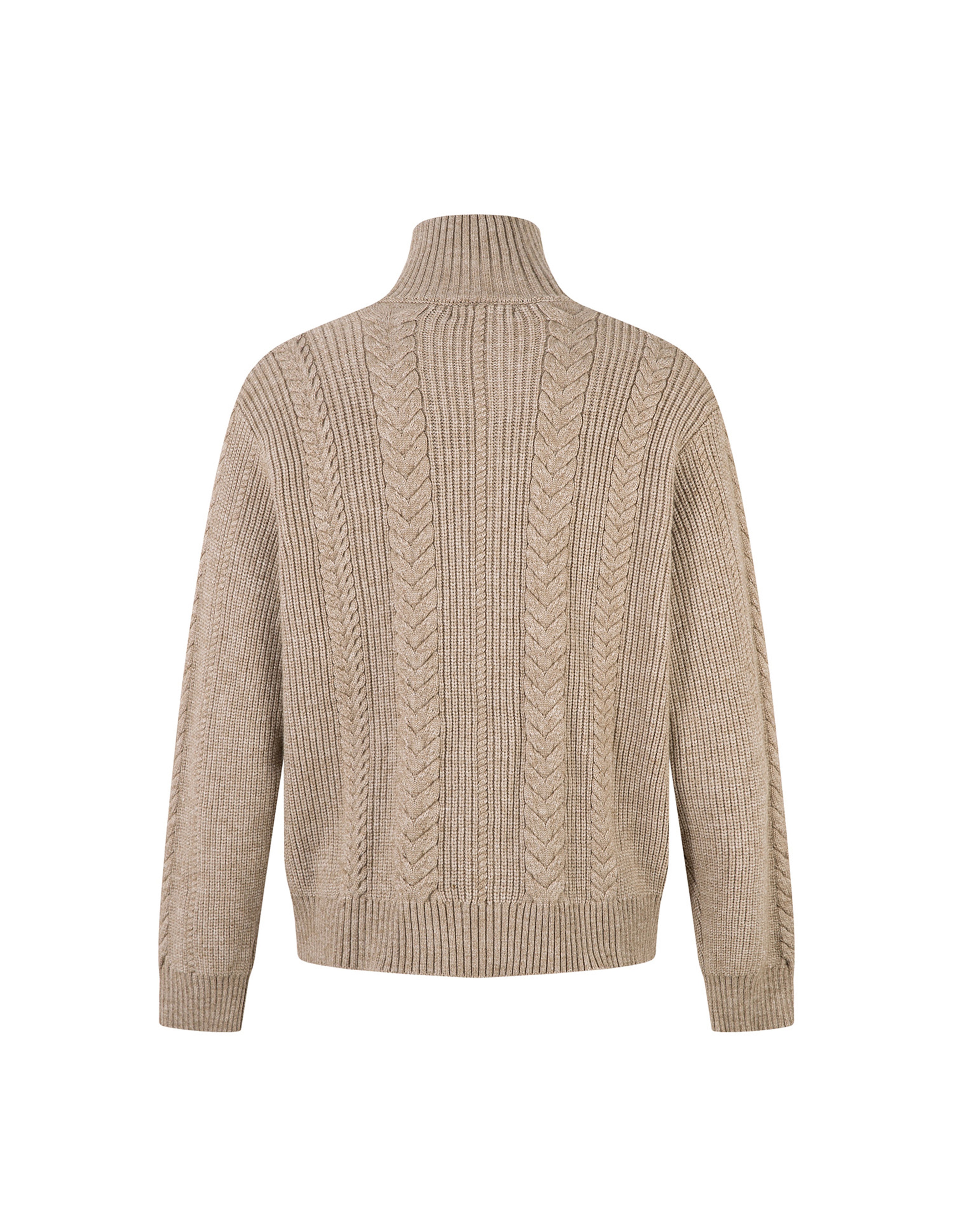 BAKYARDER Wheat Ear Cable Knit Stand Collar Cardigan Sweater