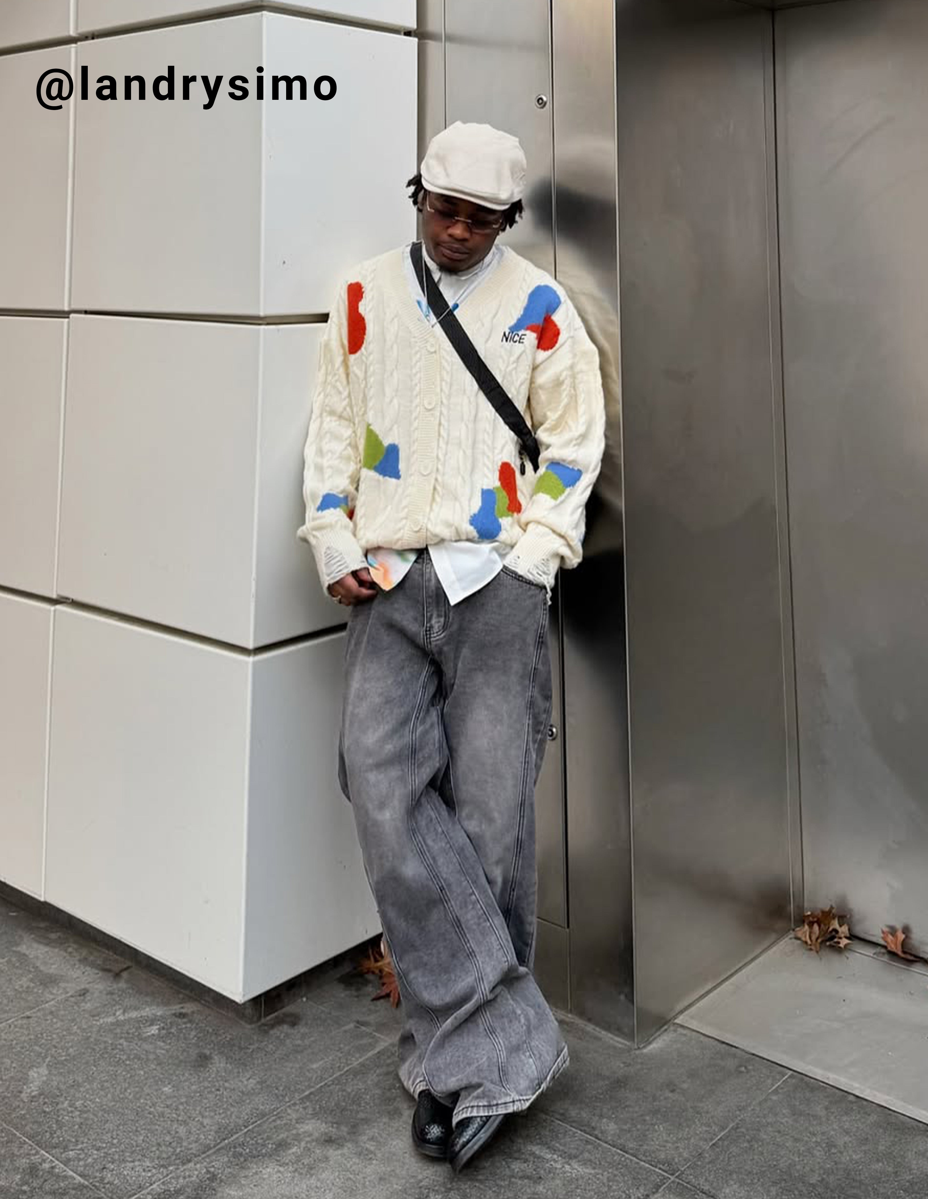 BAKYARDER Vintage Jacquard Cardigan Sweater