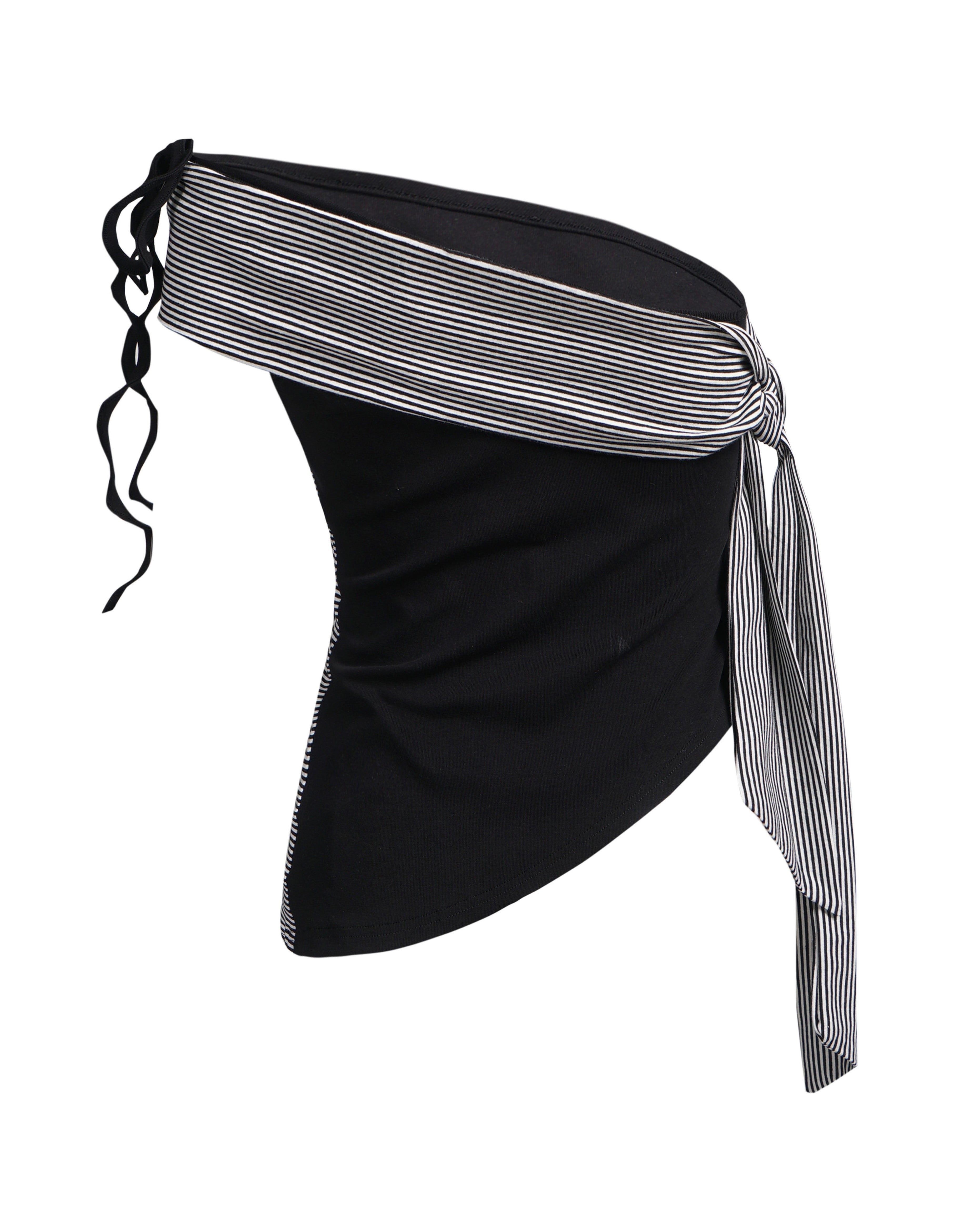 BAKYARDER Asymmetrical Striped One-Shoulder Tank Top