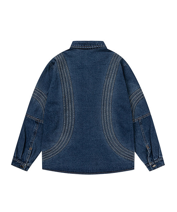 BAKYARDER Vintage Washed Utility Denim Jacket