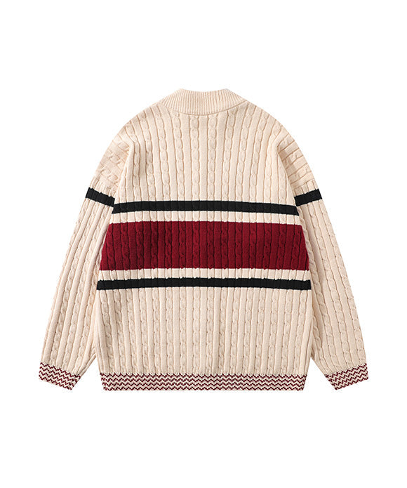 BAKYARDER Vintage Color-Block Knitted Cardigan