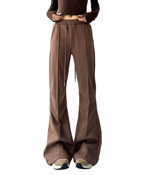 BAKYARDER Women's Vintage Solid Color Flared Casual Pants