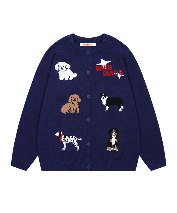 BAKYARDER Vintage Fun Dog Cardigan Sweater