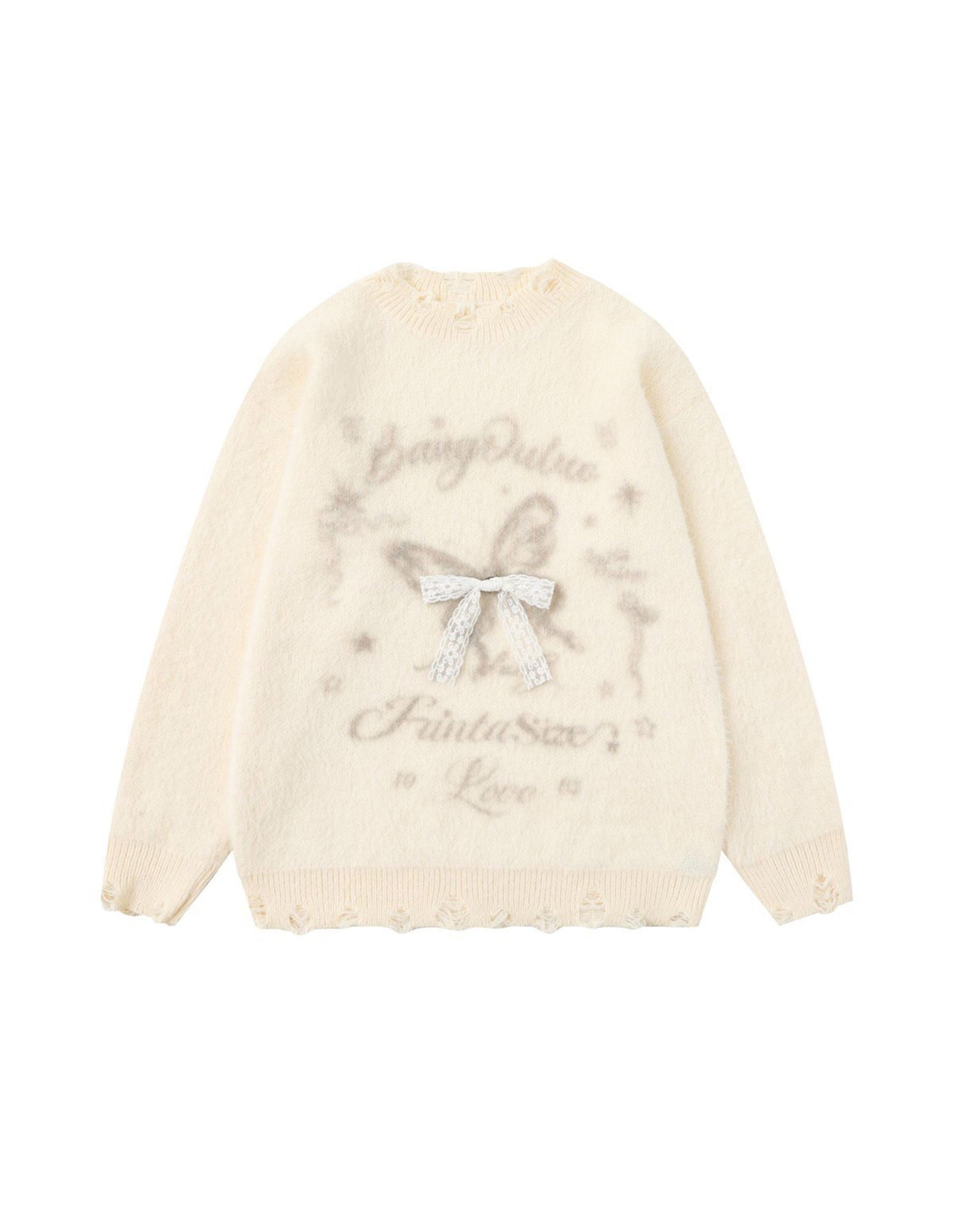 BAKYARDER 3D Bow Crewneck Pullover Sweater