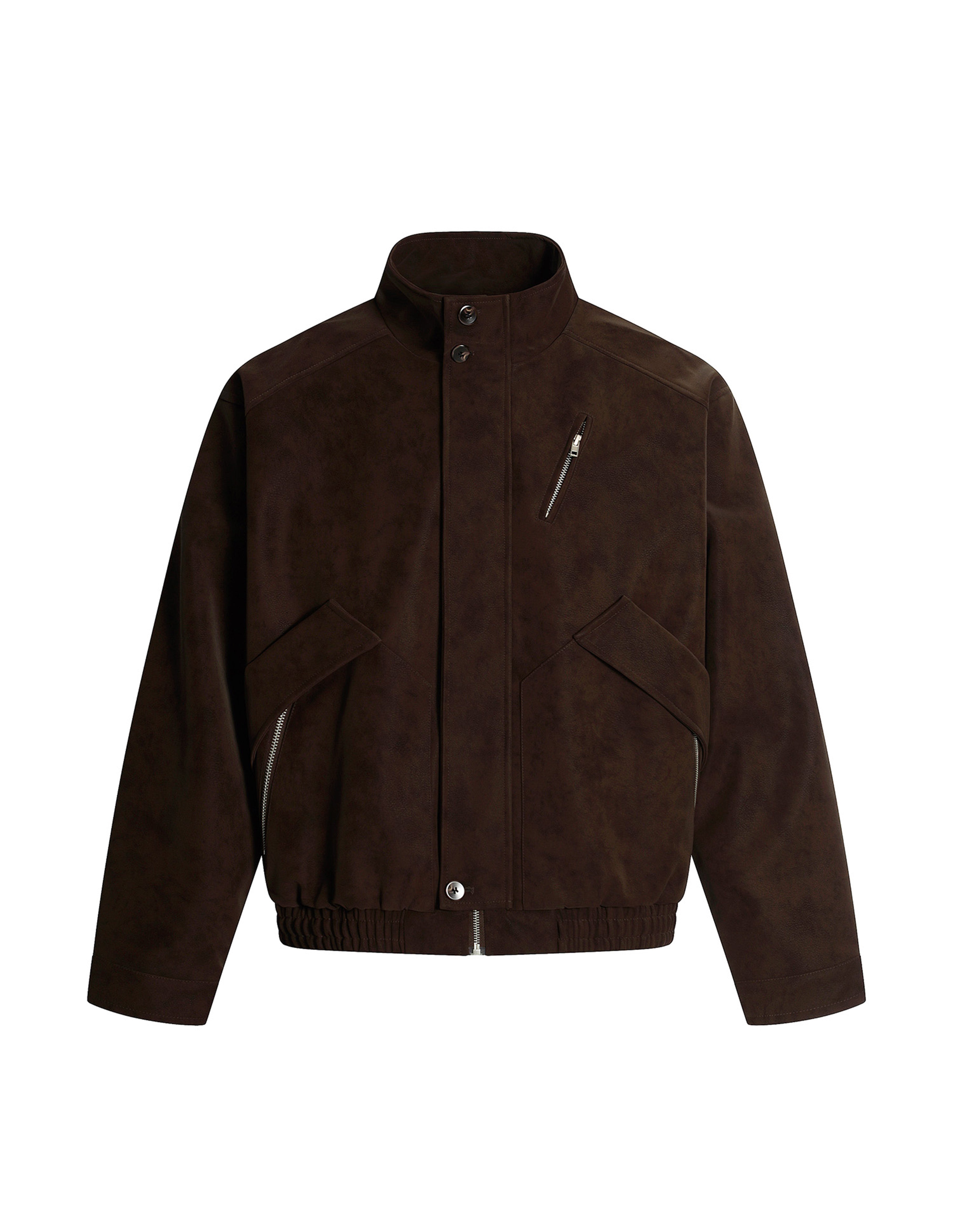 BAKYARDER 3D Panel Zip Pocket Moto PU Leather Jacket