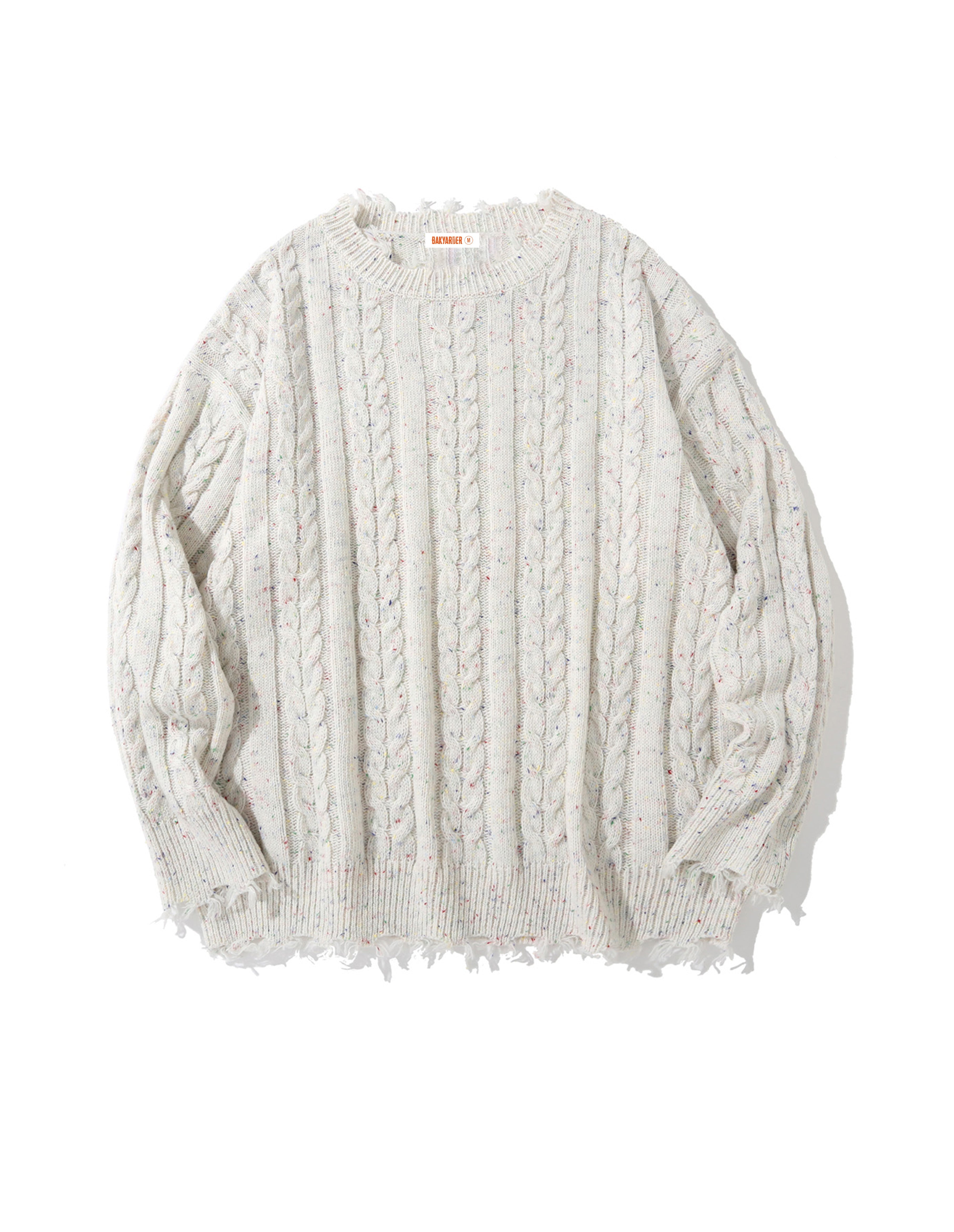 BAKYARDER Cable Knit Sweaters Oversized Crewneck 90s Vintage Unisex Sweater