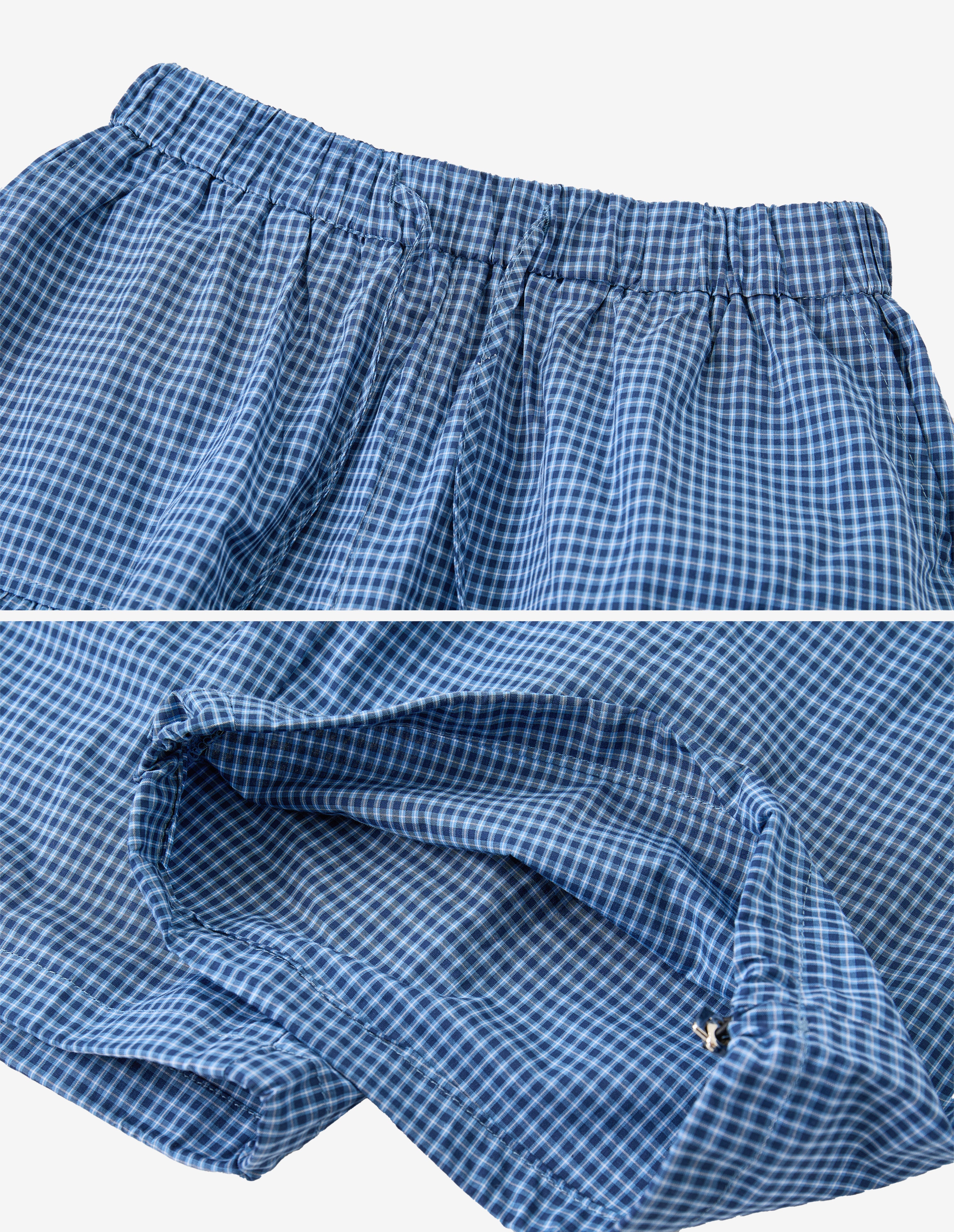 BAKYARDER Blue Plaid Large-Pocket Cargo Casual Pants